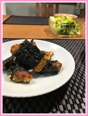 自然薯の磯部揚げ